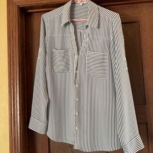 Black and white striped blouse